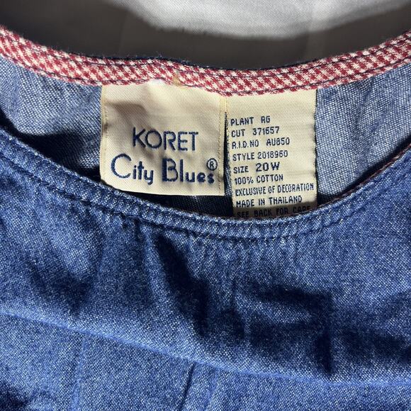 Koret City Blues Denim Jumper Dress 20W Patriotic Appliqué Buttons Lightweight - Picture 9 of 9